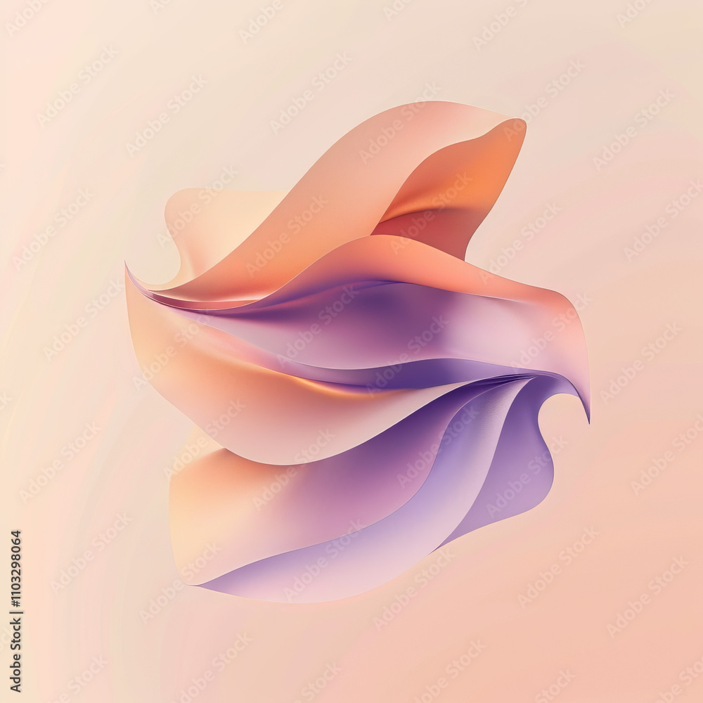 Obraz premium simple, 3d geometric fluid shape with a gradient of soft peach, representing the effortless flow of intuitive thought. 