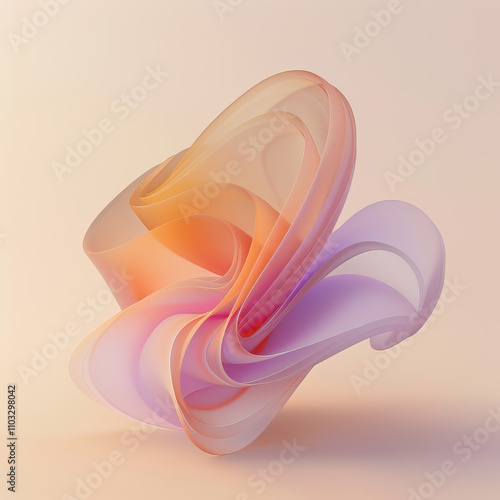  simple, 3d geometric fluid shape with a gradient of soft peach, representing the effortless flow of intuitive thought. 