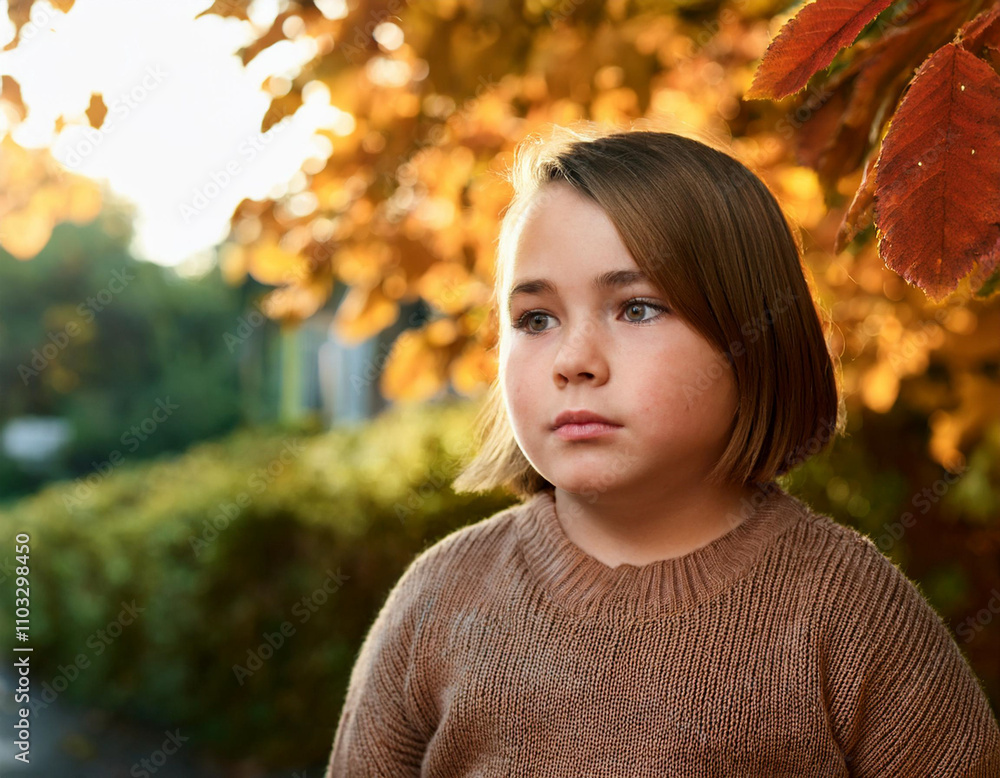 Portrait of kid outdoors during autumn in nature Portrait of kid outdoors during autumn in nature