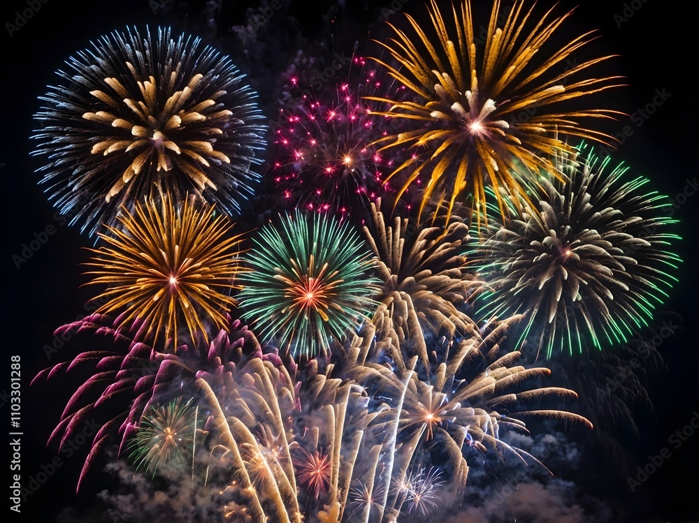 Obraz premium beautiful fireworks background. elegant background