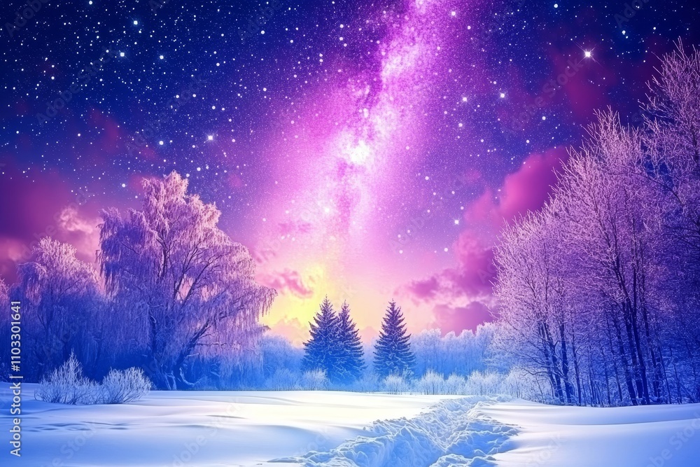Fototapeta premium winter landscape with trees and snow