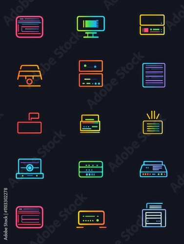 Server multi color style icon. Simple thin line, outline of internet things icons for ui and ux, website or mobile application