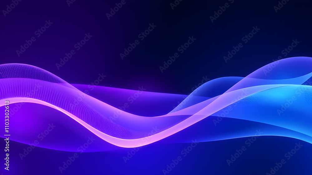 Naklejka premium A modern abstract background with smooth, flowing wave patterns, featuring a gradient that transitions seamlessly from deep blue to vibrant purple