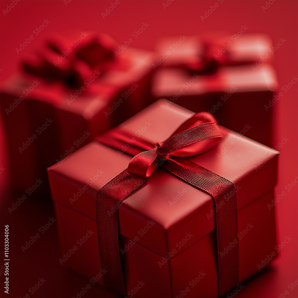 Red Christmas gift boxes for a festive celebration Red Christmas gift boxes for a festive celebration