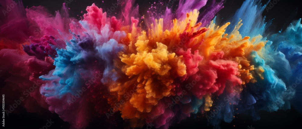 Vibrant Colorful Explosion of Paint Powder in Spectacular Display Vibrant Colorful Explosion of Paint Powder in Spectacular Display