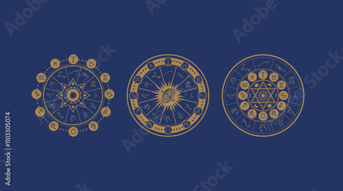 Astrology wheel, Horoscope, Mystery, Star map and magic circle.
