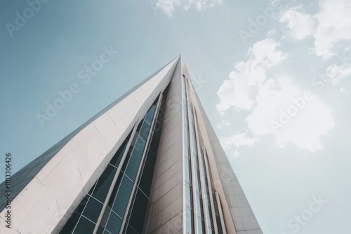 Futuristic Church Architecture Against Blue Sky for Modern Design Applications