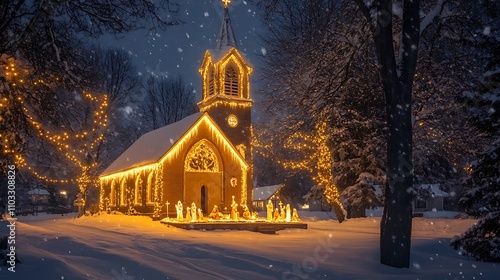 the church in a snow photo