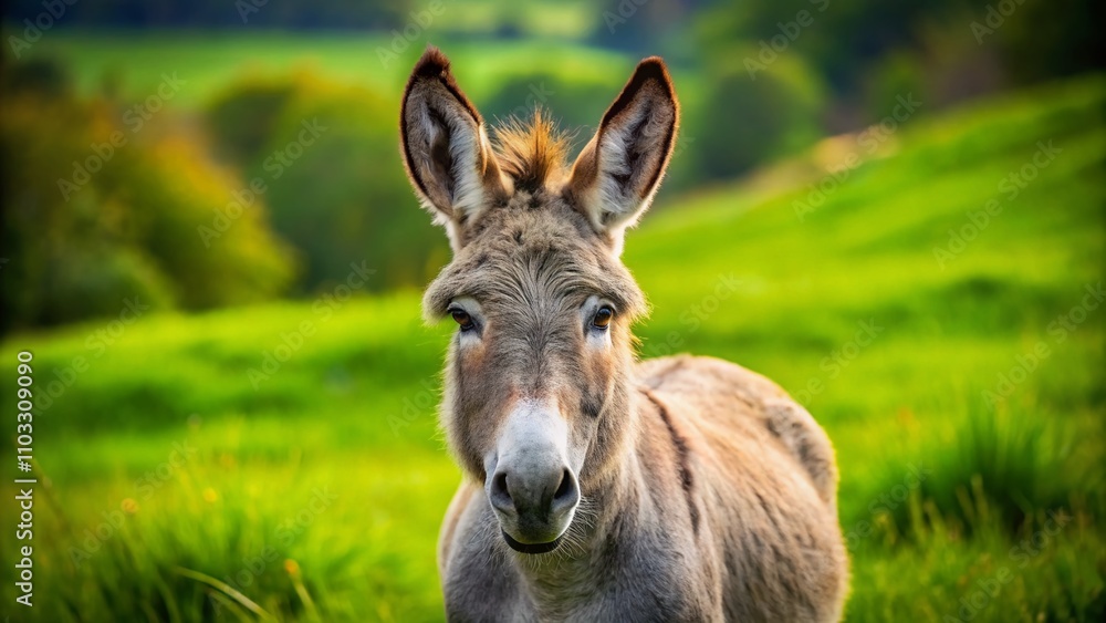 Adorable Grey Donkey with Short Legs, Captured in Portrait Photography: A Charming Animal Close-Up for Nature and Farm Enthusiasts Adorable Grey Donkey with Short Legs, Captured in Portrait Photography: A Charming Animal Close-Up for Nature and Farm Enthusiasts