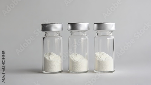 Peptide bodybuilding powder in a 3ml vial glass bottle, with a detailed and professional label, designed for fitness and bodybuilding enthusiasts, showcasing a sleek and modern product packaging.