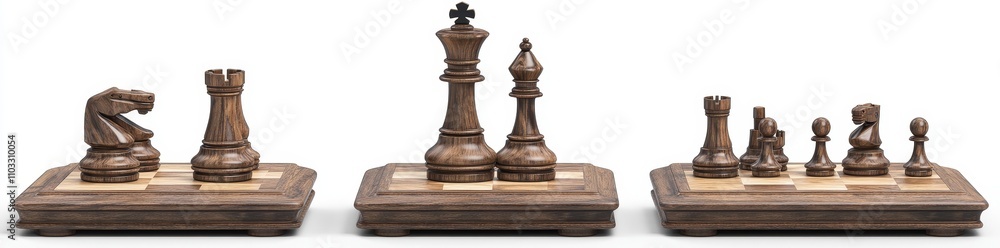 Wooden chess pieces on an isolated chess board with a transparent background Wooden chess pieces on an isolated chess board with a transparent background