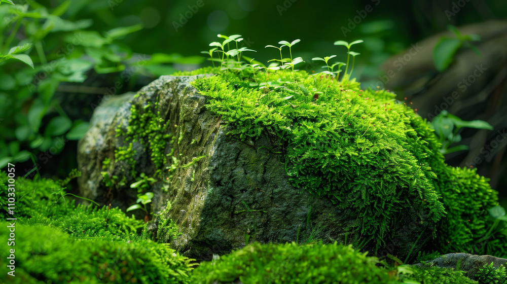 High-Resolution Image of Moss on Rock High-Resolution Image of Moss on Rock