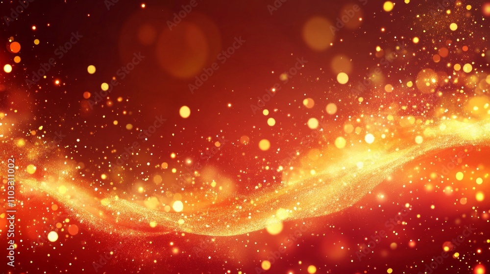 Stunning Gold Sparkle Background with Red Bokeh Stunning Gold Sparkle Background with Red Bokeh