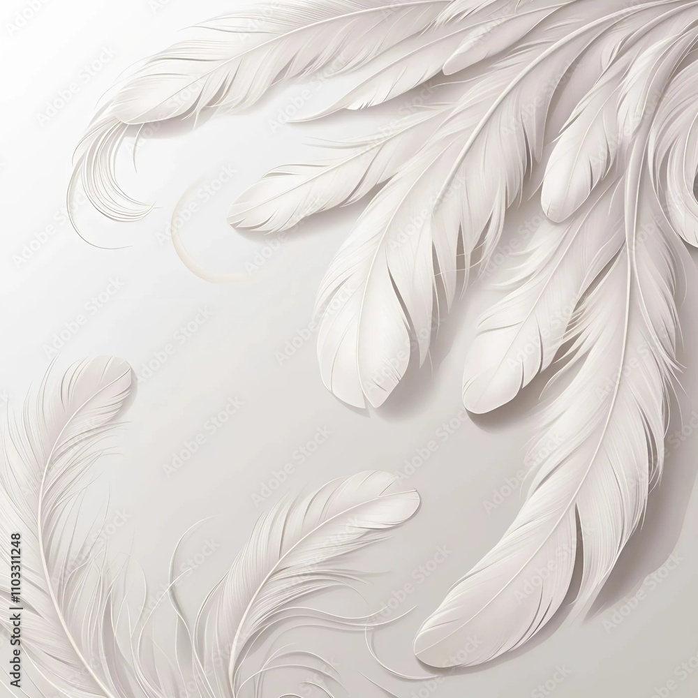Fototapeta premium Floating White Feathers in Soft Light
