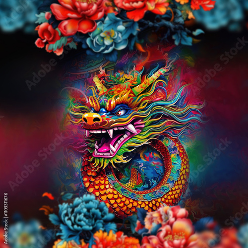 Wallpaper Mural Vibrant Dragon Torontodigital.ca