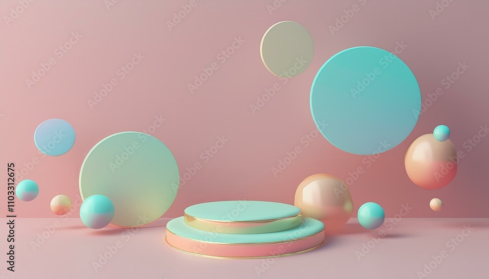 Obraz premium Minimal podium concept. Calming gradient shapes create serene 3D abstract scene