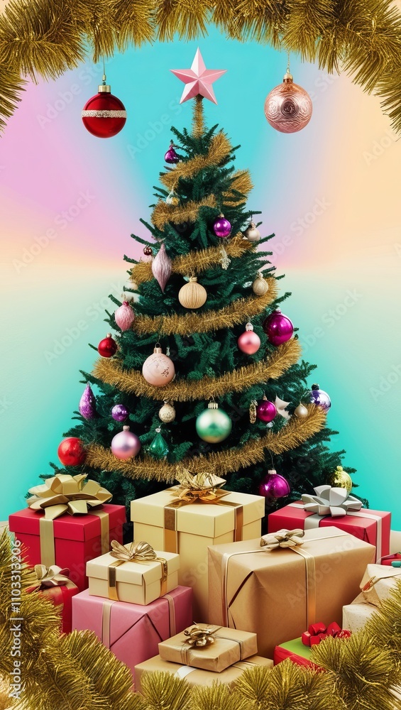 Festive Christmas Tree Background Illustration: A Holiday Design Festive Christmas Tree Background Illustration: A Holiday Design