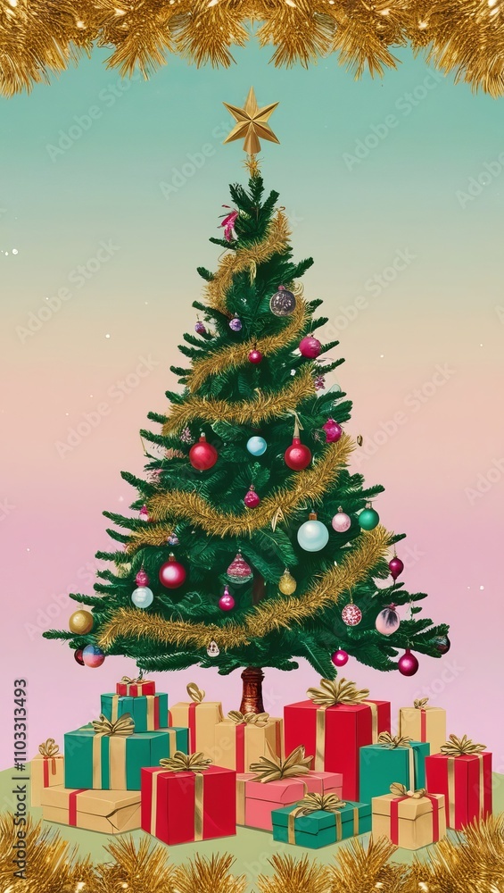 Festive Christmas Tree Background Illustration: A Holiday Design Festive Christmas Tree Background Illustration: A Holiday Design