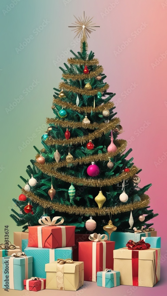 Festive Christmas Tree Background Illustration: A Holiday Design Festive Christmas Tree Background Illustration: A Holiday Design