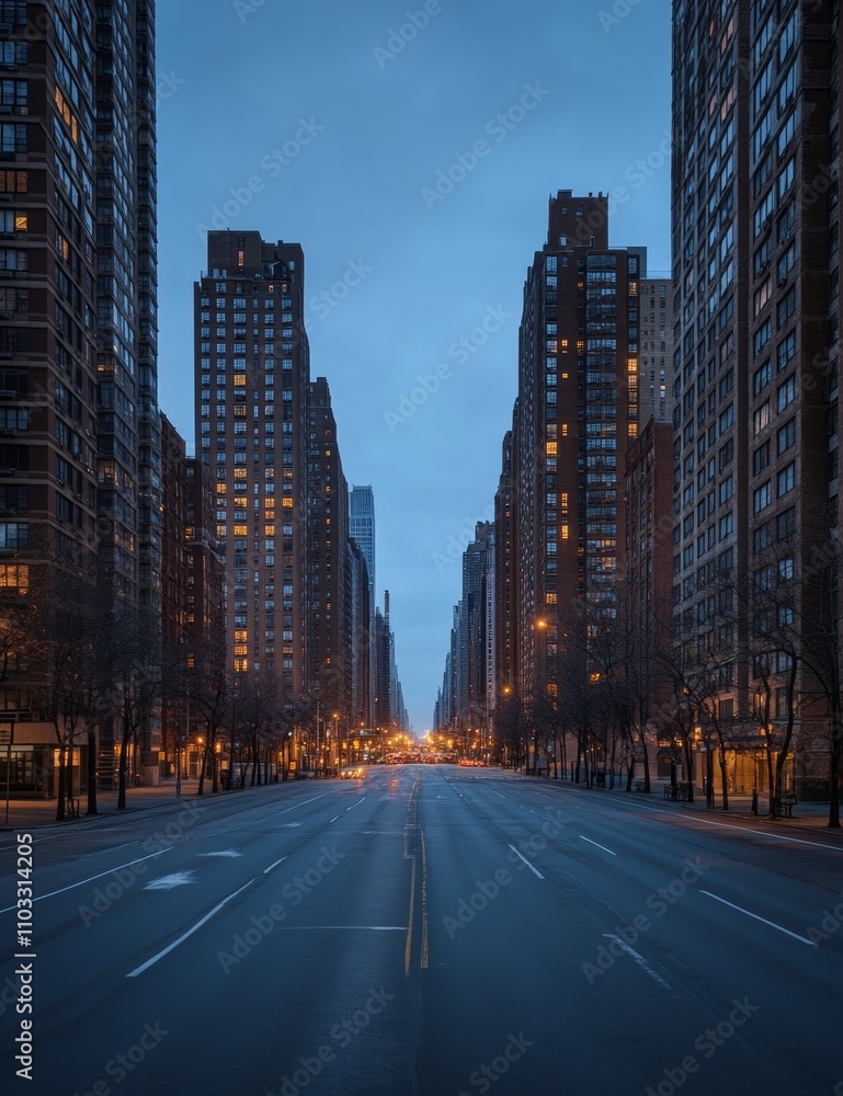 Empty City Street at Dawn Empty City Street at Dawn