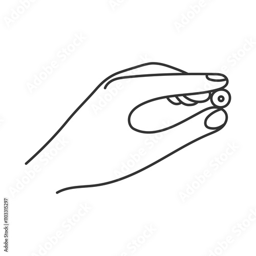 Hand holding Bead Line art. Jewelry bijouterie artisan symbol. Gemstone accessory charm bracelet handmade icon. Isolated vector illustration