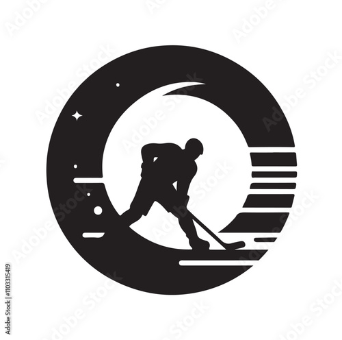 ice hockey player silhouette vector illustration