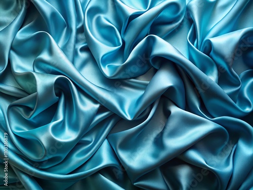 Aerial Drone Photography of a Stunning Blue Silk Fabric Wave Background, Capturing the Luxurious Texture and Flow of the Material with a Unique Perspective to Inspire Creativity