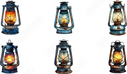 Famous drawing of an old kerosene lamp on a white background.
