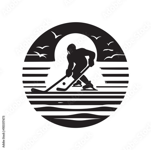 ice hockey player silhouette vector illustration