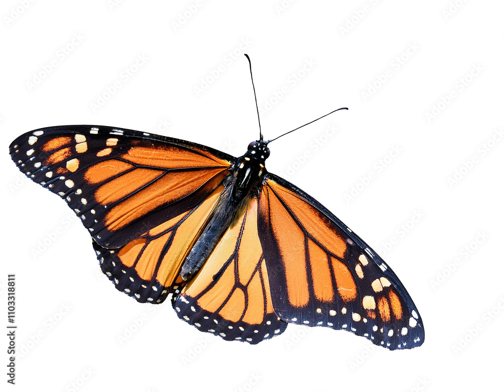 Monarch butterfly isolated background, cutout, transparent