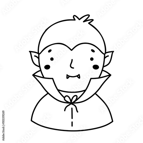 Cute vampire isolated on a white background. Hand-drawn vector illustration in doodle style. Perfect for decorations, logo and Halloween designs.