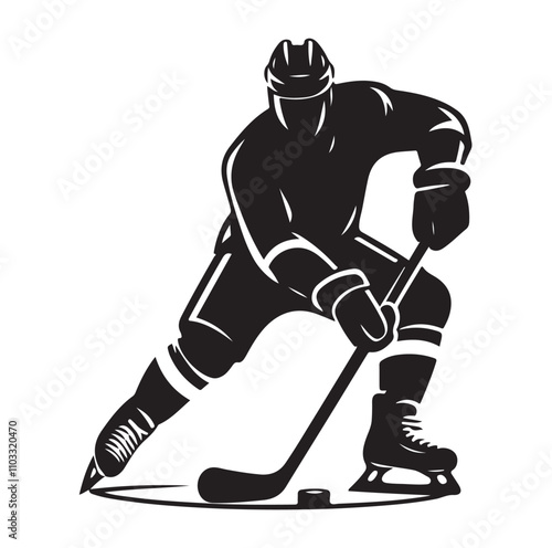 ice hockey player silhouette vector illustration