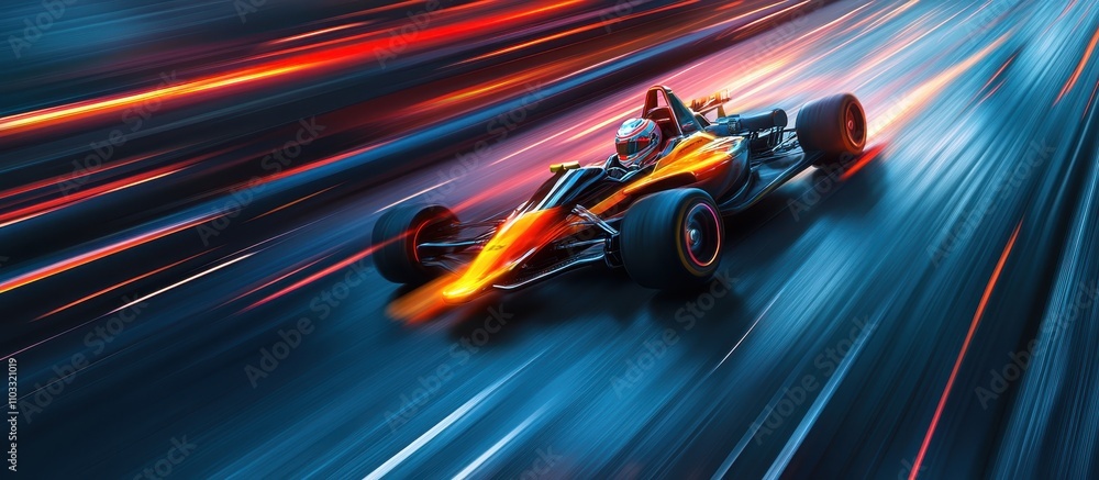 ** Dynamic Racing Car on Track with Motion Blur and Vibrant Lights Capturing Speed and Excitement in a High-Intensity Motorsport Scene..** ** Dynamic Racing Car on Track with Motion Blur and Vibrant Lights Capturing Speed and Excitement in a High-Intensity Motorsport Scene..**