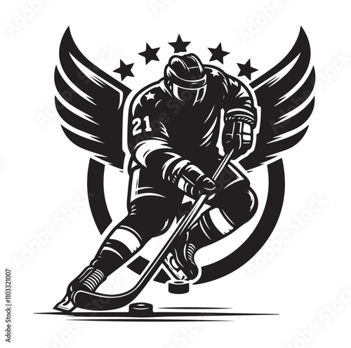 ice hockey player silhouette vector illustration