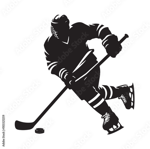 ice hockey player silhouette vector illustration