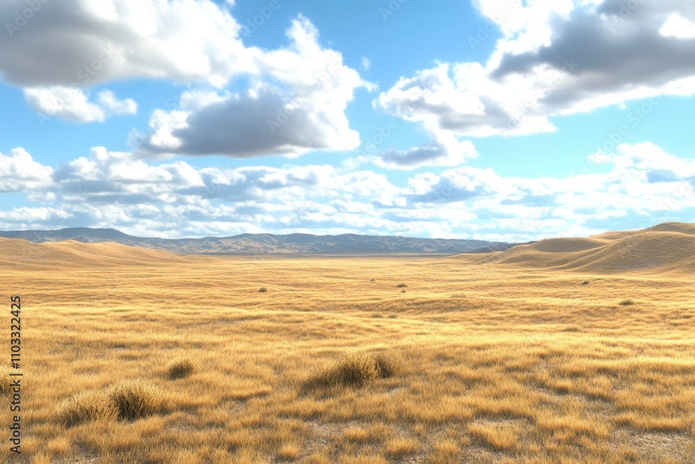 Fototapeta premium A vast, empty desert with a few clouds in the sky