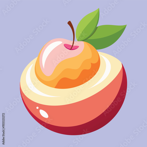 Pastel peach inside pastel apple, light purple background.