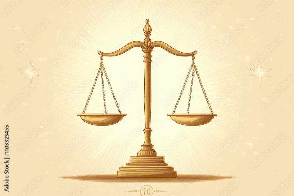 Elegant Golden Scales of Justice on a Radiant Background Symbolizing Fairness and Balance in Legal and Ethical Matters Elegant Golden Scales of Justice on a Radiant Background Symbolizing Fairness and Balance in Legal and Ethical Matters