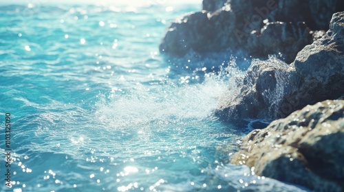 The Ocean Waves Against Rocks