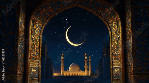 Elegant Ramadan Celebration - Lanterns, Crescent Moons, and Islamic Motifs for Festive Designs photo