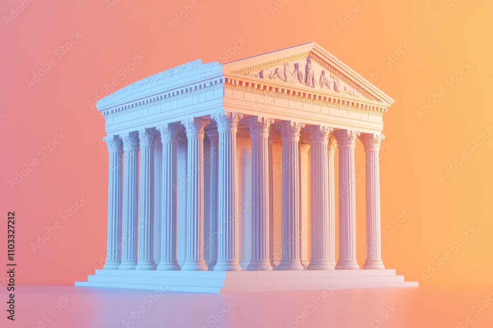 Fototapeta premium A white building with columns and a dome on top