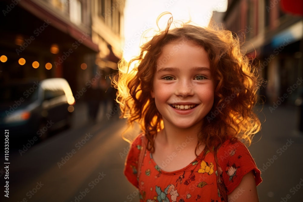 Portrait of a beautiful little girl with curly hair on the street. Portrait of a beautiful little girl with curly hair on the street.