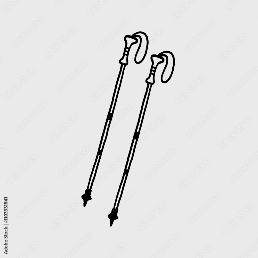 Hand Drawn Walking Sticks Illustration Hand Drawn Walking Sticks Illustration