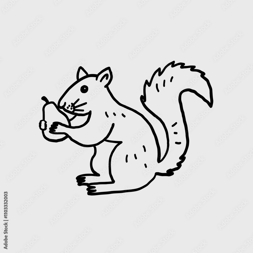 Squirrel Holding a Pear Drawing Squirrel Holding a Pear Drawing