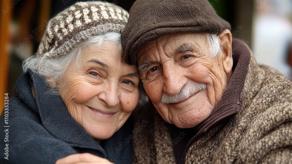 The Elderly Couple Embracing The Elderly Couple Embracing