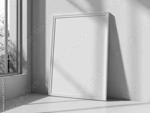 White blank Frame mockup on the wall of a living room