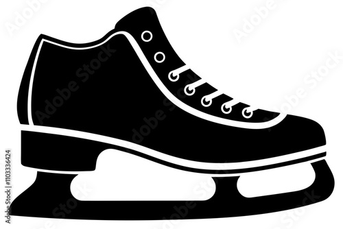 Ice skates shoes silhouette, Ice Skating Vector Icon, Skate Shoe Line Art Vector illustration