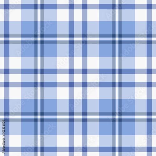 Club pattern texture vector, kilt seamless tartan textile. Stripped check fabric background plaid in light and blue colors.