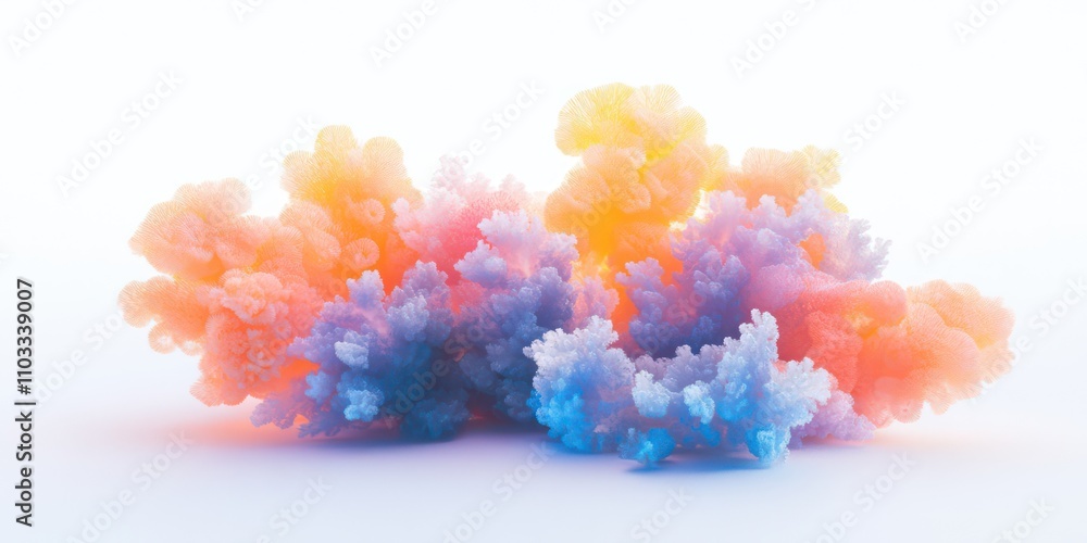 Fototapeta premium a large cluster of colorful living various beautiful magic corals isolated on white