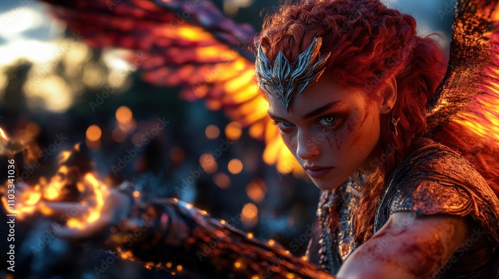 A stunning depiction of a fierce warrior with fiery energy in her hand and striking features, symbolizing courage, strength, and the magic of fantasy worlds. A stunning depiction of a fierce warrior with fiery energy in her hand and striking features, symbolizing courage, strength, and the magic of fantasy worlds.